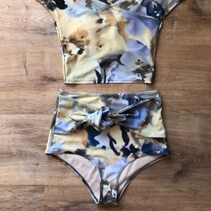 Kortni Jeane Watercolor Tie Front Bottoms